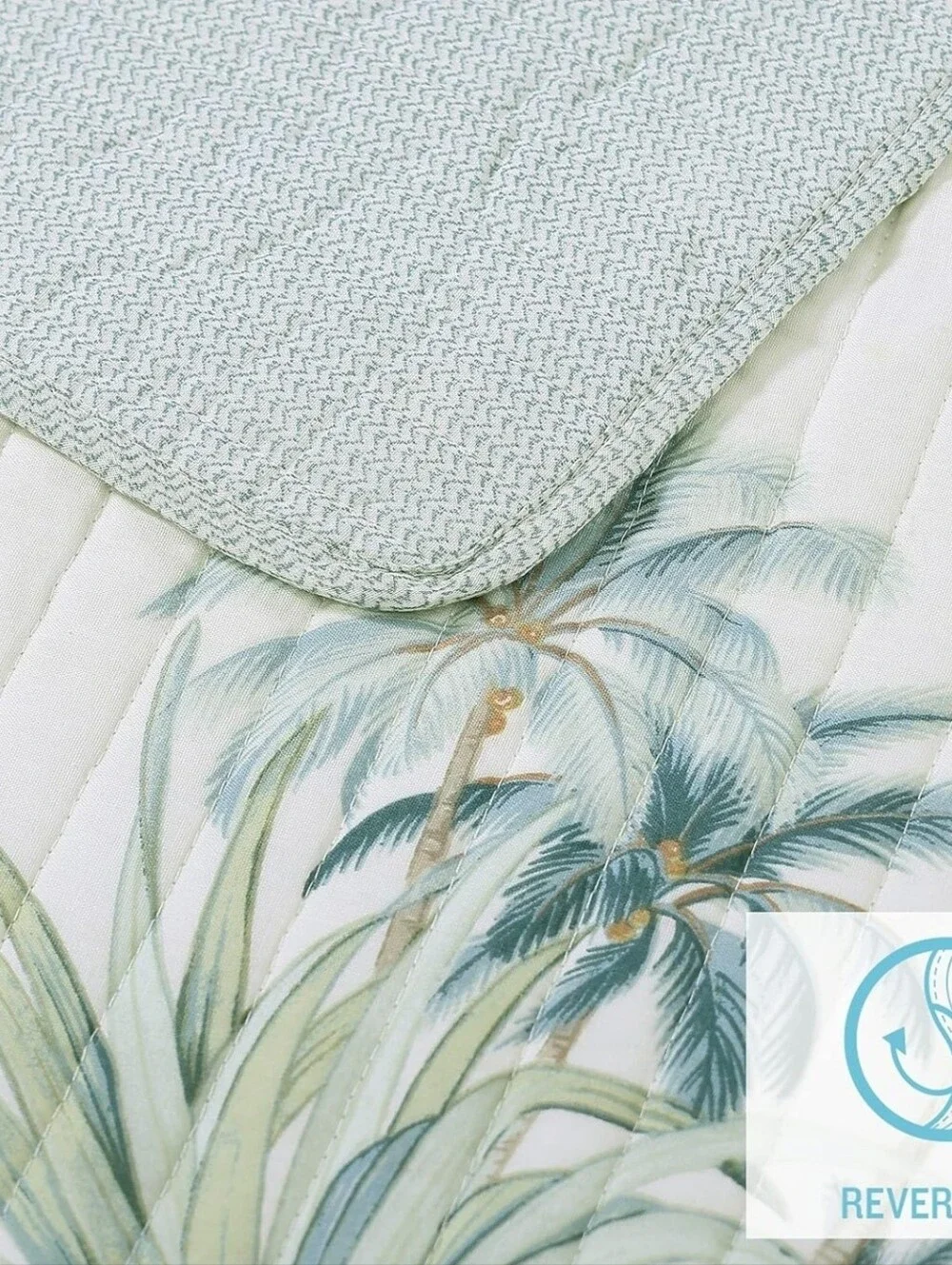 NEW! Tommy Bahama - Queen Quilt, Reversible, Serenity Palm Blue